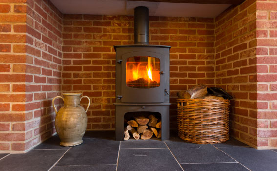 Brick woodstove surround